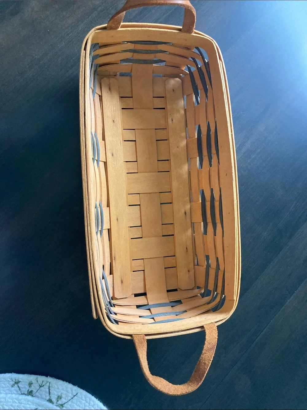 Longaberger Rectangular Slatted Handled Basket in Light Brown